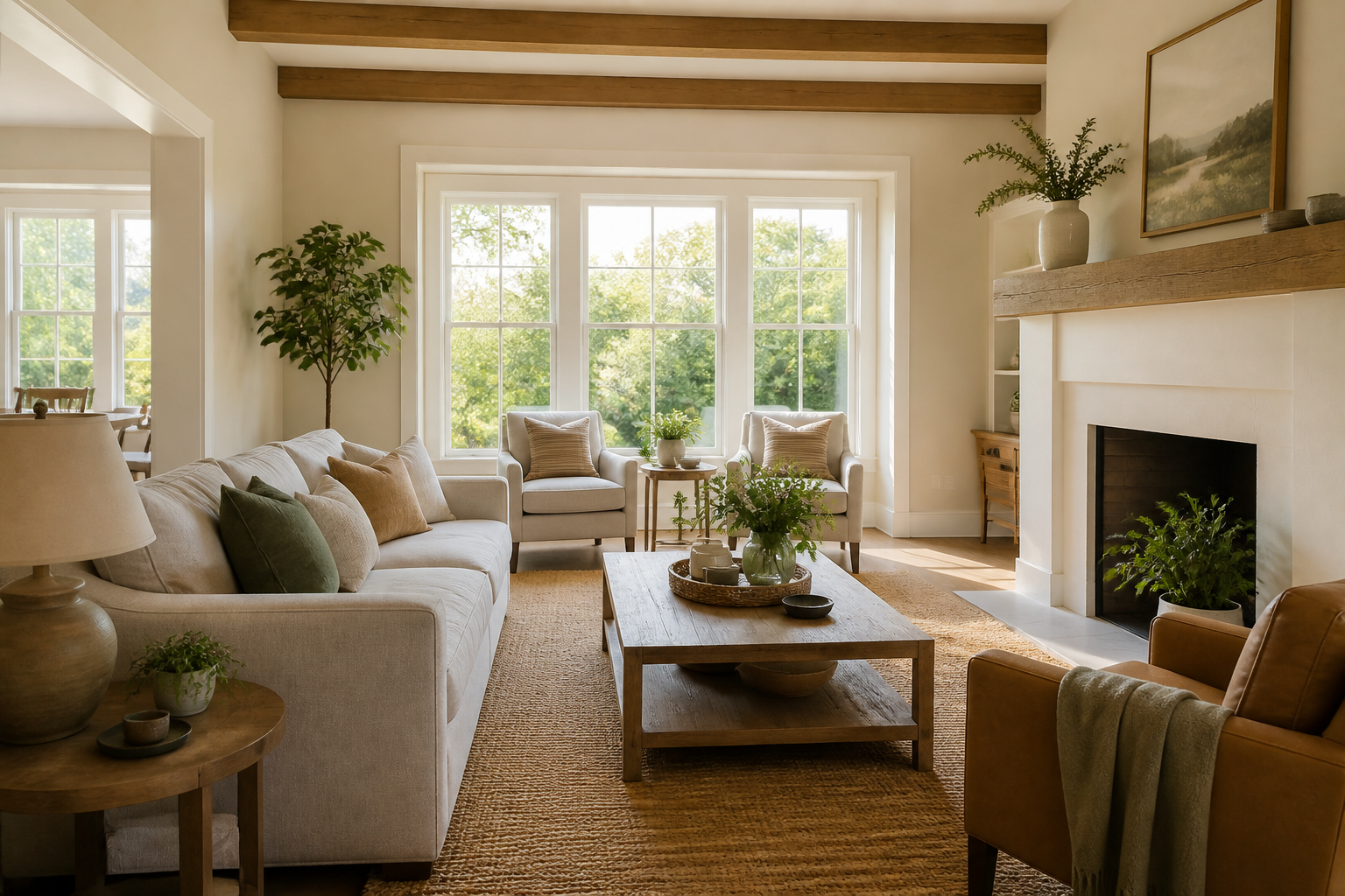 Bright, comfortable living room